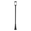 Z-Lite Sheridan 1 Light Outdoor Post Mounted Fixture, Black And Seedy 594PHMR-519P-BK